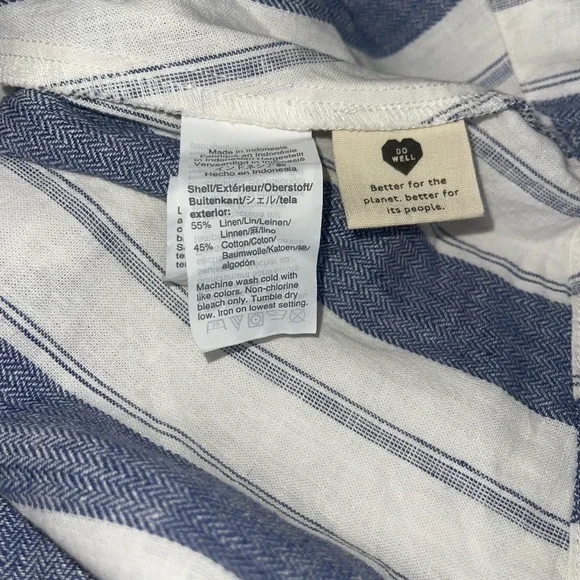Madewell Linen-Blend Side-Tie Tank Top small
Blue and White Striped Linen Shirt - Picture 2 of 6